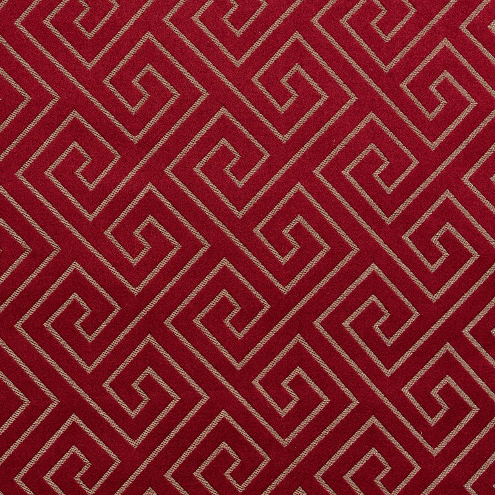 D172 Merlot Greek Key by Charlotte Fabric Sateens 100% Woven Polyester Asia Exceeds 100,000 Wyzenbeek Rubs (Heavy Duty) Horizontal: 3.5" x Vertical: 3.5" 54 Inches - Fabric Carolina -