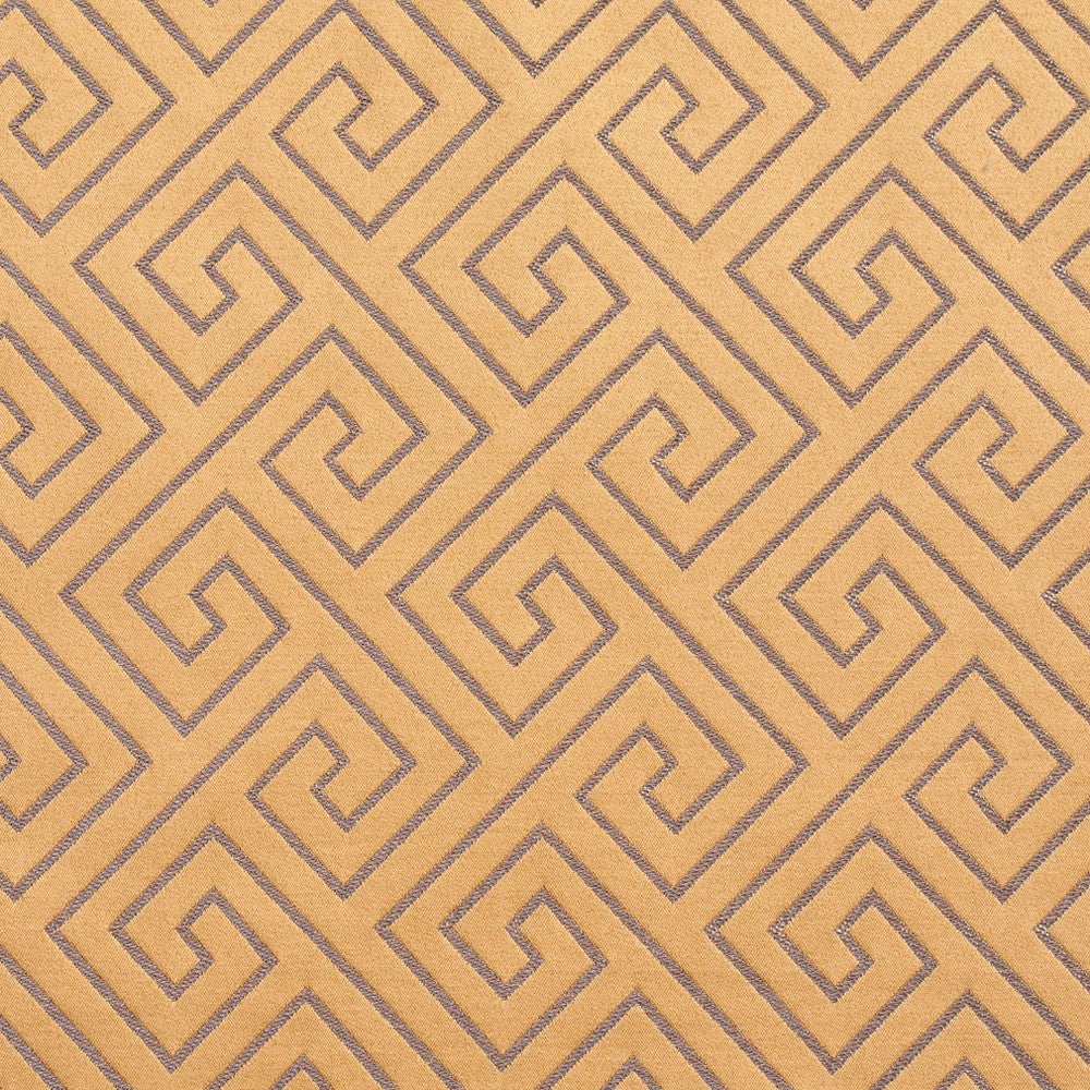 D176 Gold Greek Key by Charlotte Fabric Sateens 100% Woven Polyester Asia Exceeds 100,000 Wyzenbeek Rubs (Heavy Duty) Horizontal: 3.5" x Vertical: 3.5" 54 Inches - Fabric Carolina -