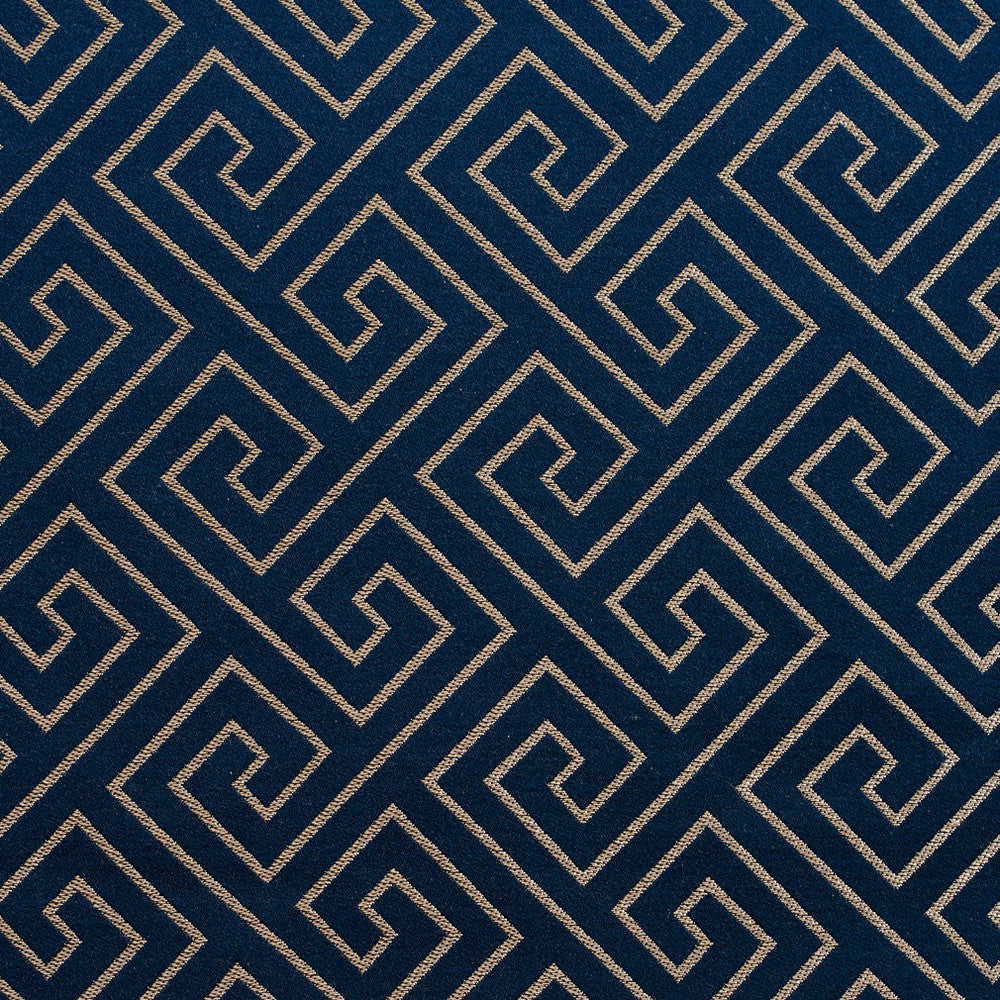 D179 Sapphire Greek Key by Charlotte Fabric Sateens 100% Woven Polyester Asia Exceeds 100,000 Wyzenbeek Rubs (Heavy Duty) Horizontal: 3.5" x Vertical: 3.5" 54 Inches - Fabric Carolina -