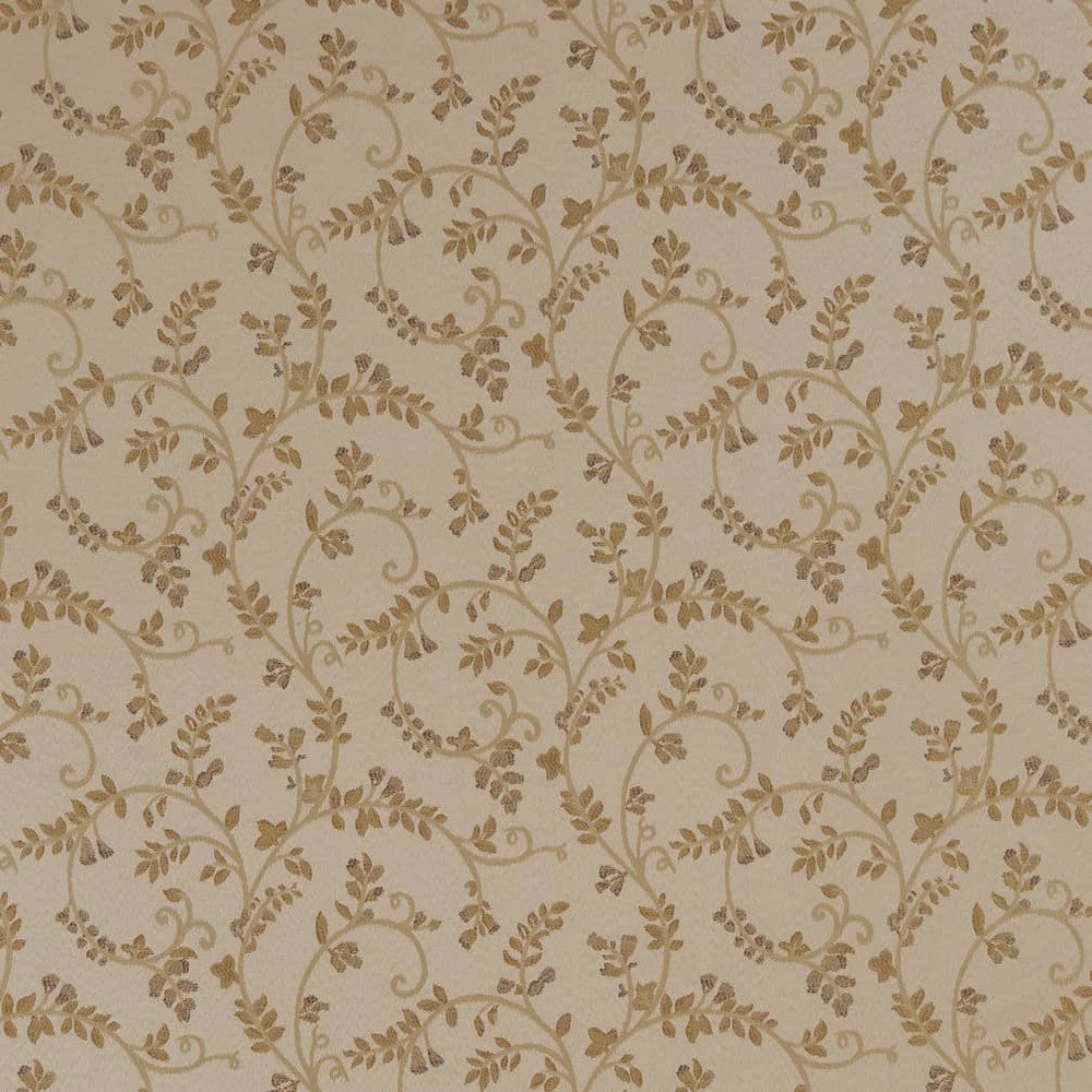 D1809 Champagne Nicolette by Charlotte Designer Fabric Vintage Elegance 100% Woven Polyester Asia Exceeds 120,000 Wyzenbeek Rubs (Heavy Duty) </p><p>Repeat: Horizontal: 15" x Vertical: 9" 54 Inches - Swanky Fabrics -