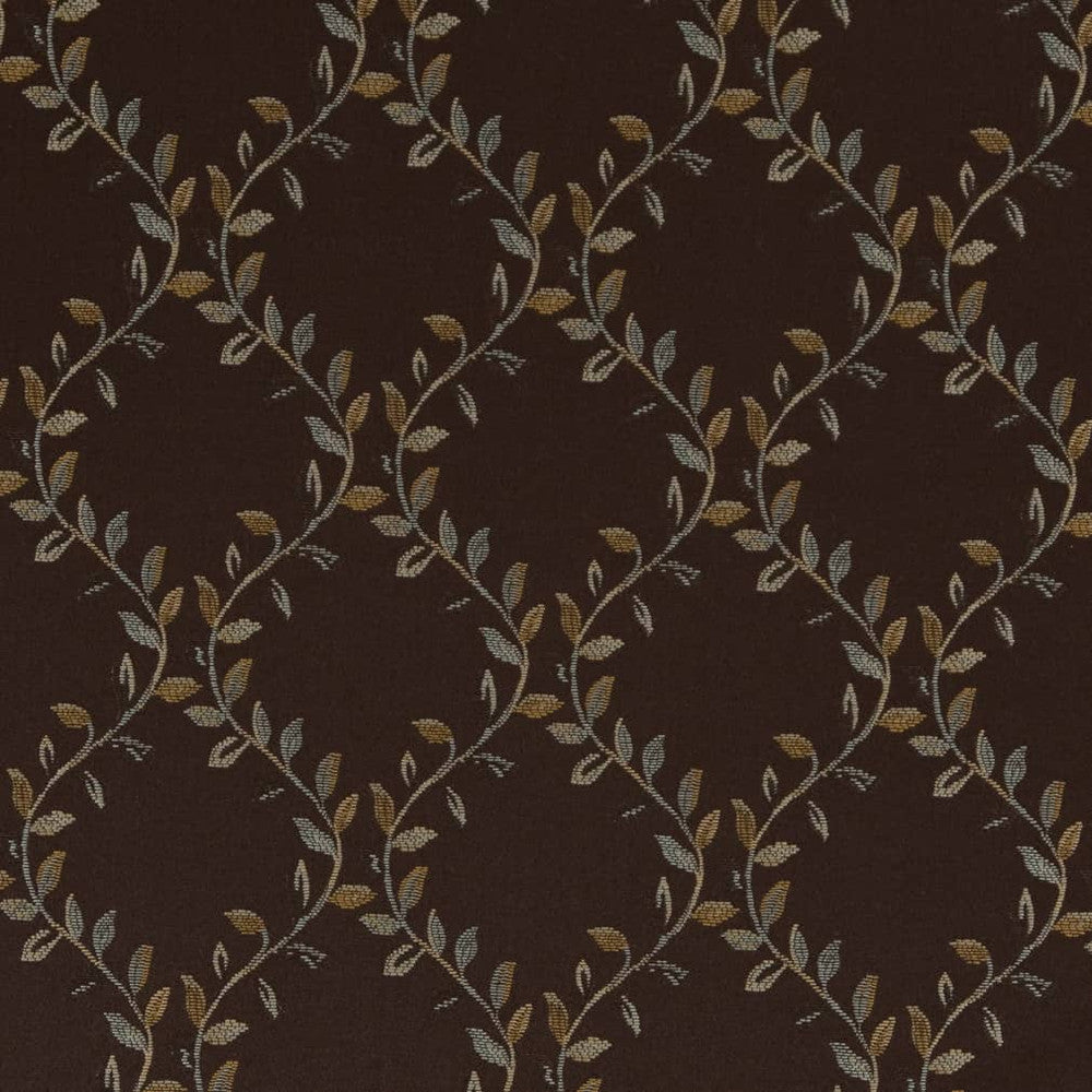 D1853 Walnut Ella by Charlotte Designer Fabric Vintage Elegance 100% Woven Polyester Asia Exceeds 120,000 Wyzenbeek Rubs (Heavy Duty) </p><p>Repeat: Horizontal: 5" x Vertical: 5.5" 54 Inches - Swanky Fabrics -