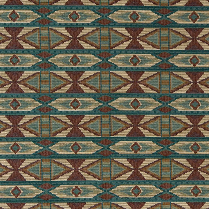 D2010 Teal by Charlotte Designer Fabric Southwest 62% Cotton, 38% Polyester Made In USA Exceeds 100,000 Wyzenbeek Rubs (Heavy Duty) </p><p>Repeat: Horizontal: 6" x Vertical: 4" 54 Inches - Swanky Fabrics -