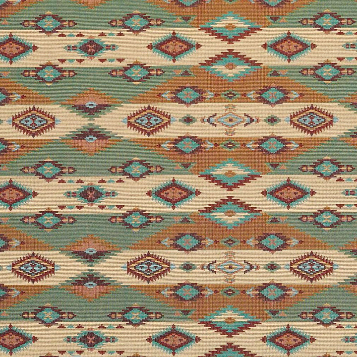 D2011 Jade by Charlotte Fabric Southwest 50% Cotton, 50% Polyester Made In USA Exceeds 100,000 Wyzenbeek Rubs (Heavy Duty) </p><p>Repeat: Horizontal: 7.5" x Vertical: 14.5" 54 Inches - Fabric Carolina -