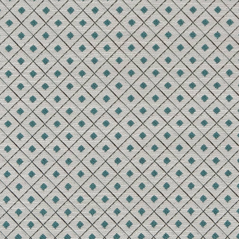 D2149 Aqua Diamond by Charlotte Designer Fabric Small Scale Patterns 100% Woven Polyester Asia Exceeds 100,000 Wyzenbeek Rubs (Heavy Duty) </p><p>Repeat: Horizontal: 1" x Vertical: 1" 54 Inches - Swanky Fabrics -