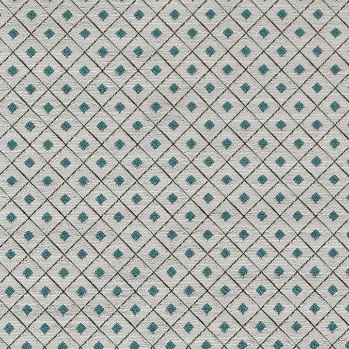 D2149 Aqua Diamond by Charlotte Designer Fabric Small Scale Patterns 100% Woven Polyester Asia Exceeds 100,000 Wyzenbeek Rubs (Heavy Duty) </p><p>Repeat: Horizontal: 1" x Vertical: 1" 54 Inches - Swanky Fabrics -