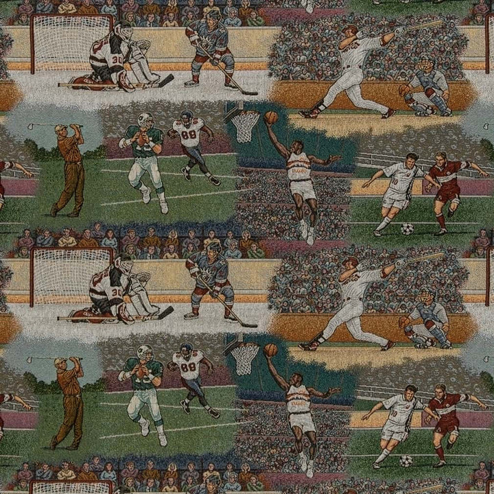 D2681 Sports by Charlotte Fabric Novelty Tapestry 62% Cotton, 38% Polyester Made In USA Exceeds 100,000 Wyzenbeek Rubs </p><p>Repeat: Horizontal 29" x Vertical 14" 54 Inches - Fabric Carolina -