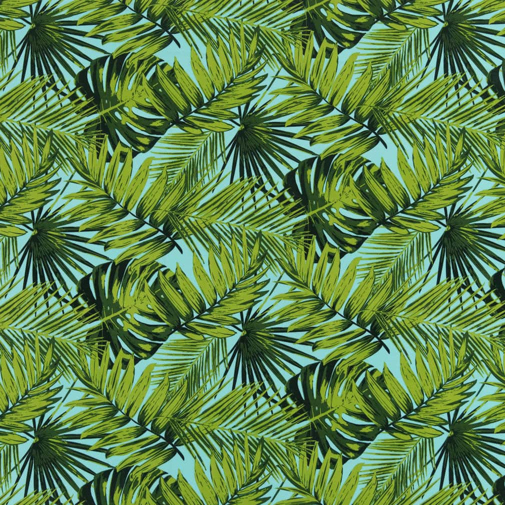 D2765 Palm by Charlotte Designer Fabric Patio Prints II 100% Spun Polyester Asia Exceeds 60,000 Wyzenbeek Rubs </p><p>Repeat: Horizontal 25" x Vertical 12.5" 54 Inches - Swanky Fabrics -