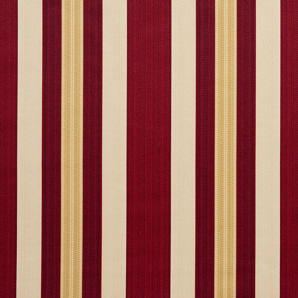 D302 Ruby Noble Stripe by Charlotte Designer Fabric Old World Classics 70% Polyester, 30% Cotton Spain Exceeds 30,000 Wyzenbeek Rubs (Heavy Duty) Horizontal: 7" 54 Inches - Swanky Fabrics -