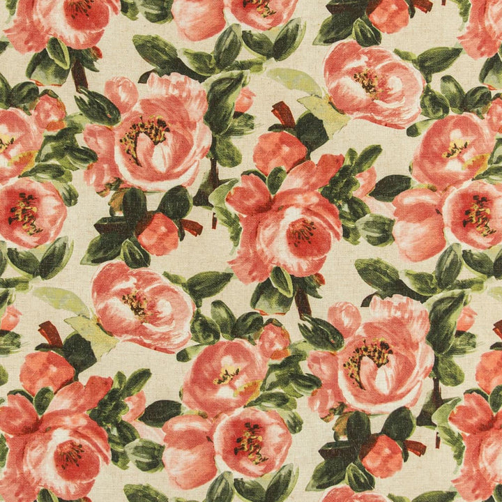 D3345 Rose by Charlotte Designer Fabric Linen Prints 91% Polyester, 9% Linen Asia Exceeds 100,000 Wyzenbeek Rubs (Heavy Duty) </p><p>Repeat: Horizontal 27" x Vertical 26" 54 Inches - Swanky Fabrics -