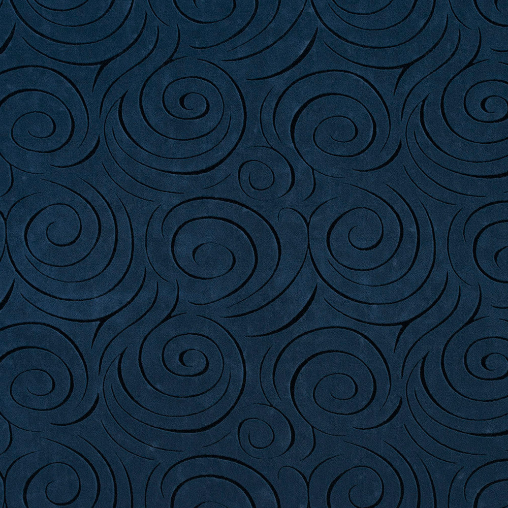 D540 Navy Swirl by Charlotte Fabric Microfibers II 100% Nylon Microfiber Made In USA Exceeds 200,000 Wyzenbeek Rubs (Heavy Duty) Horizontal: 7.5" x Vertical: 6.5" 54 Inches - Fabric Carolina -