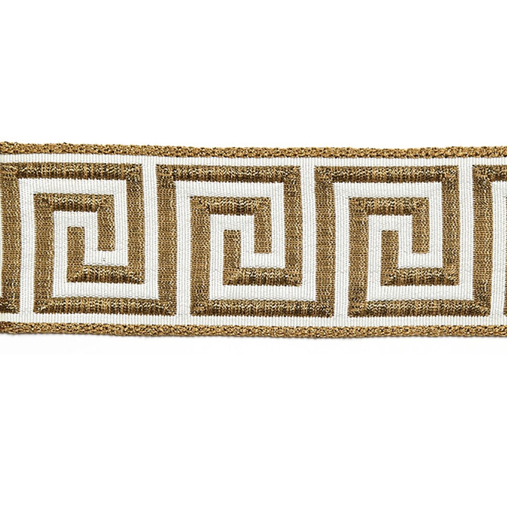 Hellenic Key Jacquard Tape Vintage Gold by Europatex Designer Fabric Hellenic 62% Fibranne, 38% Rayon 2.00 inches - Swanky Fabrics -