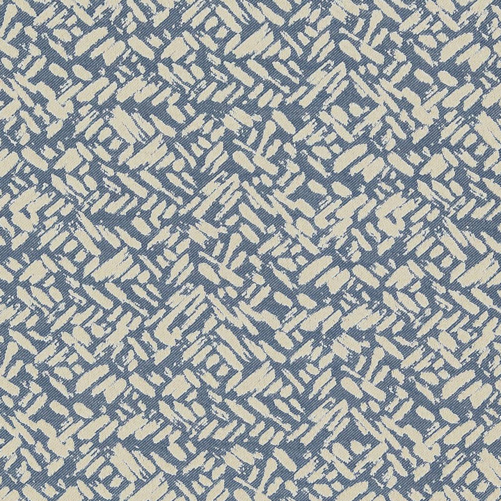 D915 Rice/Sapphire by Charlotte Designer Fabric Durables III 100% Woven Polyester Made In USA Exceeds 100,000 Wyzenbeek Rubs (Heavy Duty) Horizontal 7.25" x Vertical 6.75" 54 Inches - Swanky Fabrics -