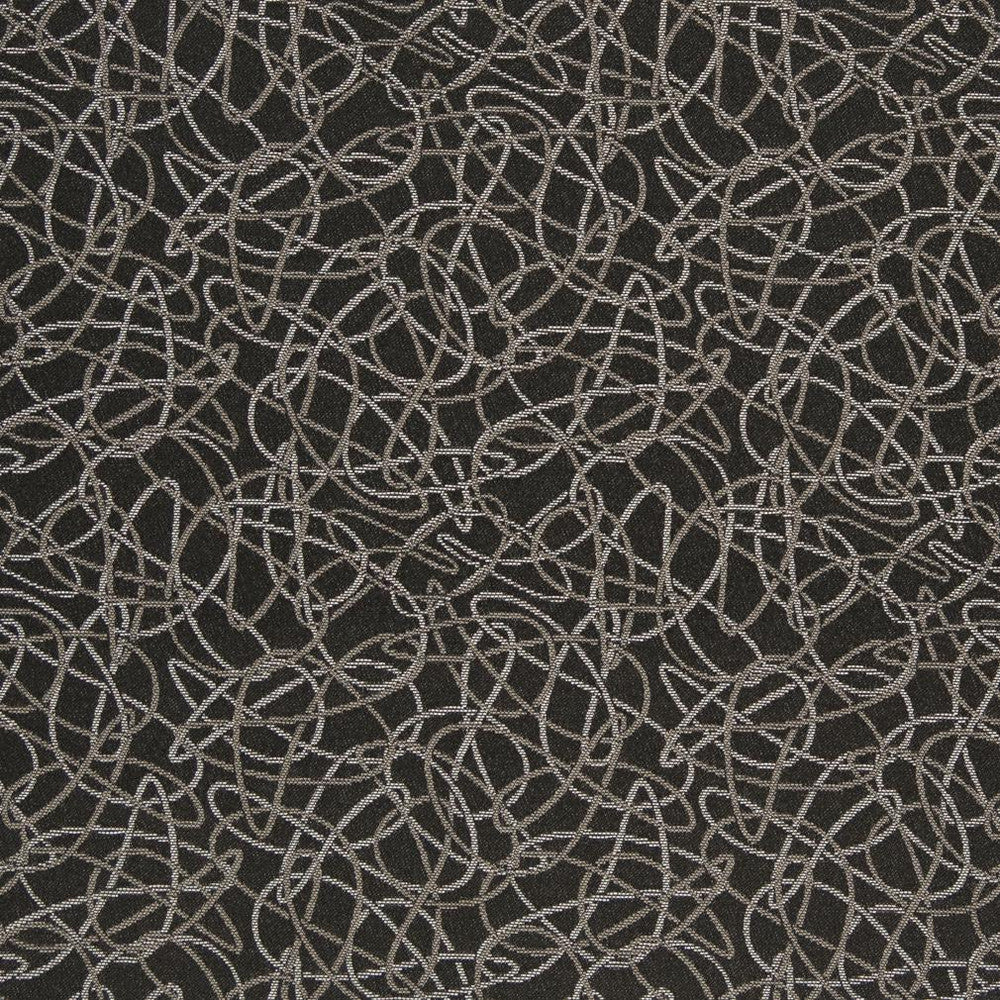 D932 Squiggles/Coal by Charlotte Designer Fabric Durables III 100% Woven Polyester Made In USA Exceeds 100,000 Wyzenbeek Rubs (Heavy Duty) Horizontal 7.25" x Vertical 7.25" 54 Inches - Swanky Fabrics -