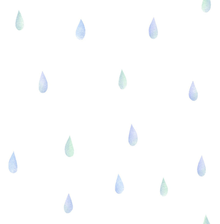 Raindrops Periwinkle and Mint by Seabrook Wallpaper Day Dreamers United States 56.12 20.87" 20.5" - Fabric Carolina -