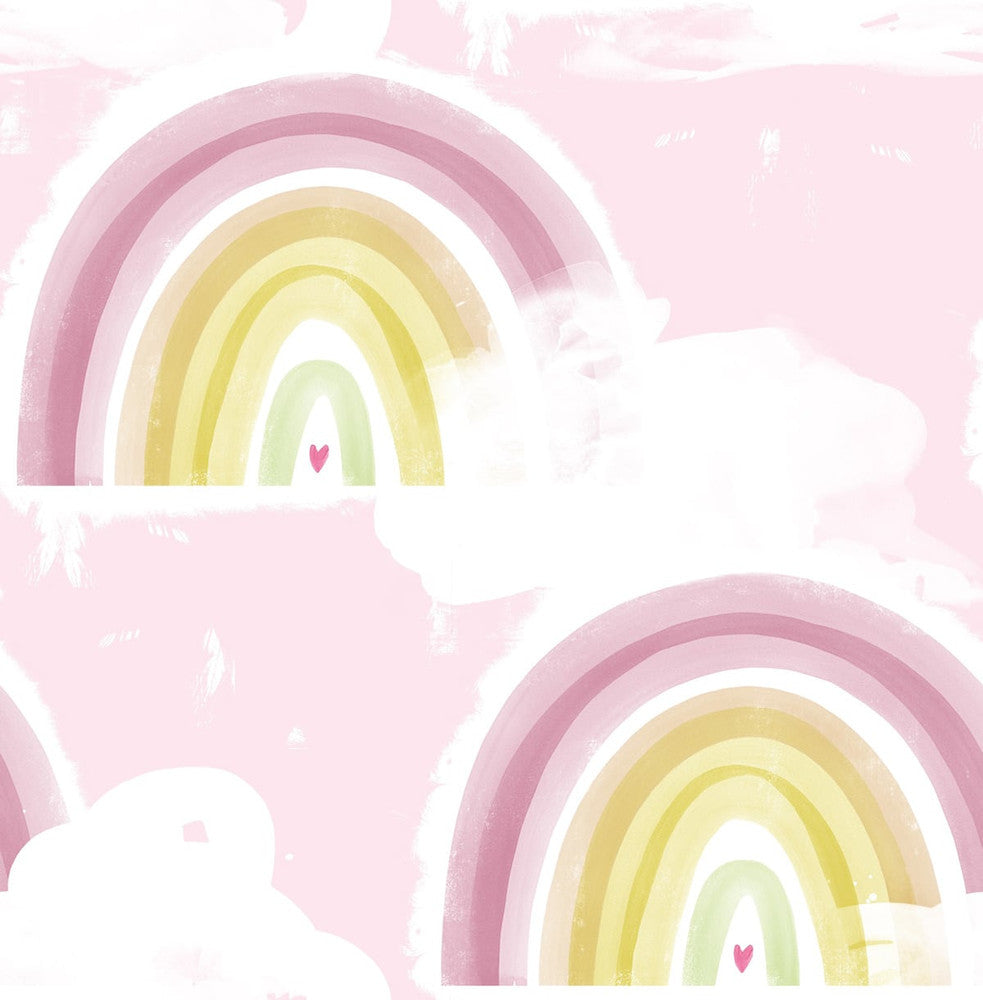 Rainbows Blush by Seabrook Wallpaper Day Dreamers United States 56.12 20.87" 20.5" - Fabric Carolina -