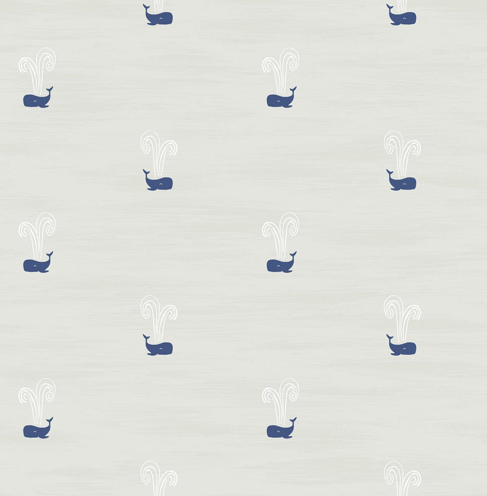Tiny Whales Soft Gray and Navy by Seabrook Wallpaper Day Dreamers United States 56.12 20.87" 20.5" - Fabric Carolina -