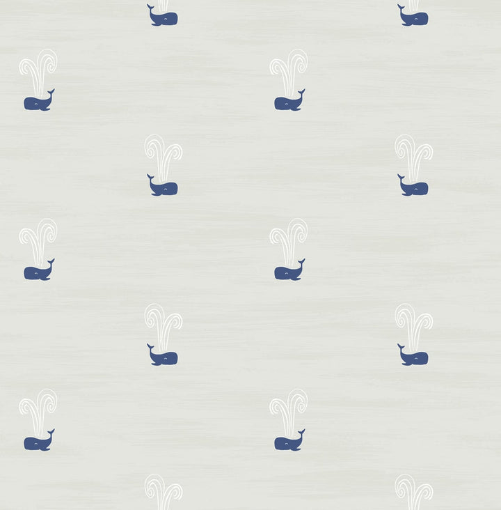 Tiny Whales Soft Gray and Navy by Seabrook Wallpaper Day Dreamers United States 56.12 20.87" 20.5" - Fabric Carolina -