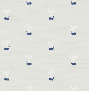 Tiny Whales Soft Gray and Navy by Seabrook Wallpaper