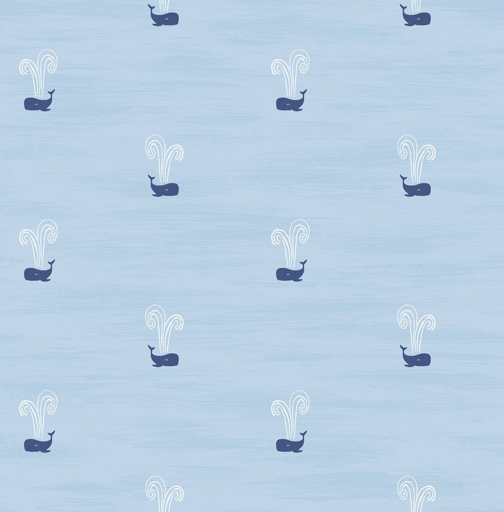 Tiny Whales Sky Blue and Navy by Seabrook Wallpaper Day Dreamers United States 56.12 20.87" 20.5" - Fabric Carolina -