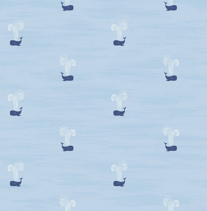 Tiny Whales Sky Blue and Navy by Seabrook Wallpaper Day Dreamers United States 56.12 20.87" 20.5" - Fabric Carolina -