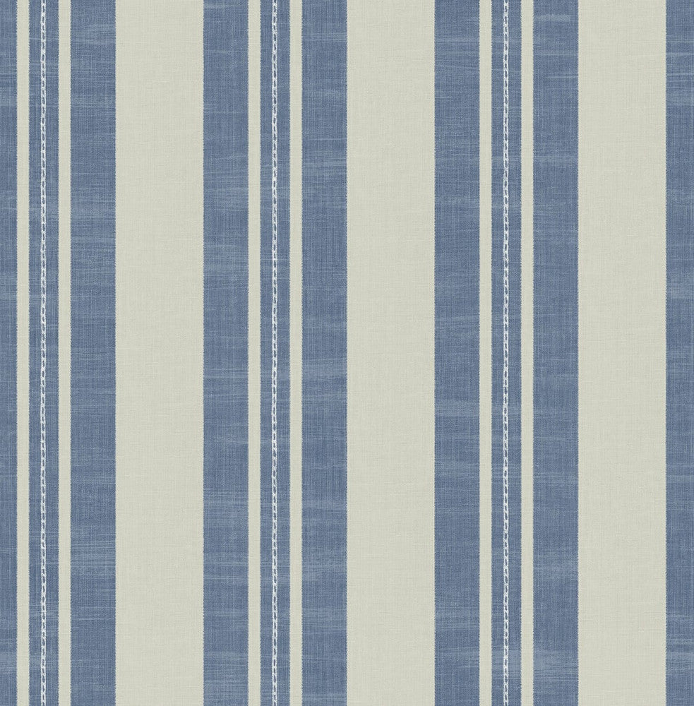 Linen Stripe Denim and Soft Gray by Seabrook Wallpaper Day Dreamers United States 56.12 20.87" 20.5" - Fabric Carolina -