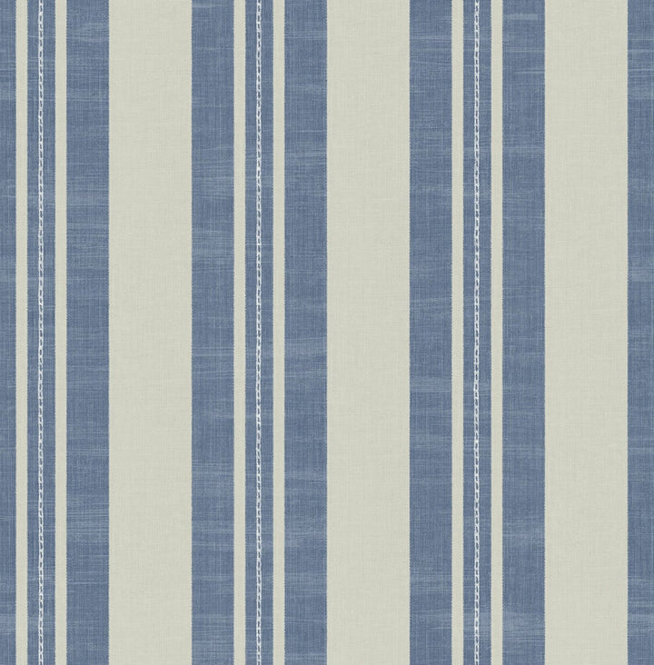 Linen Stripe Denim and Soft Gray by Seabrook Wallpaper Day Dreamers United States 56.12 20.87" 20.5" - Fabric Carolina -