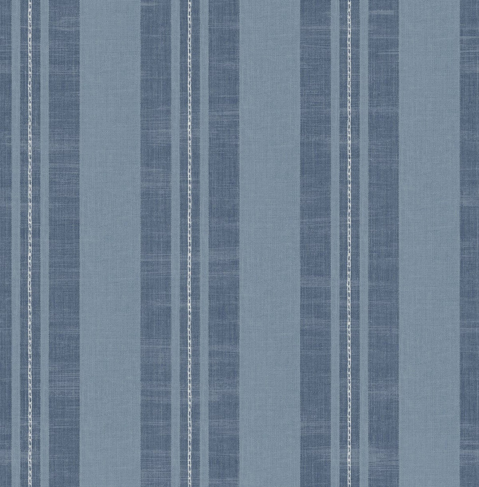 Linen Stripe Sky Blue and Denim by Seabrook Wallpaper Day Dreamers United States 56.12 20.87" 20.5" - Fabric Carolina -