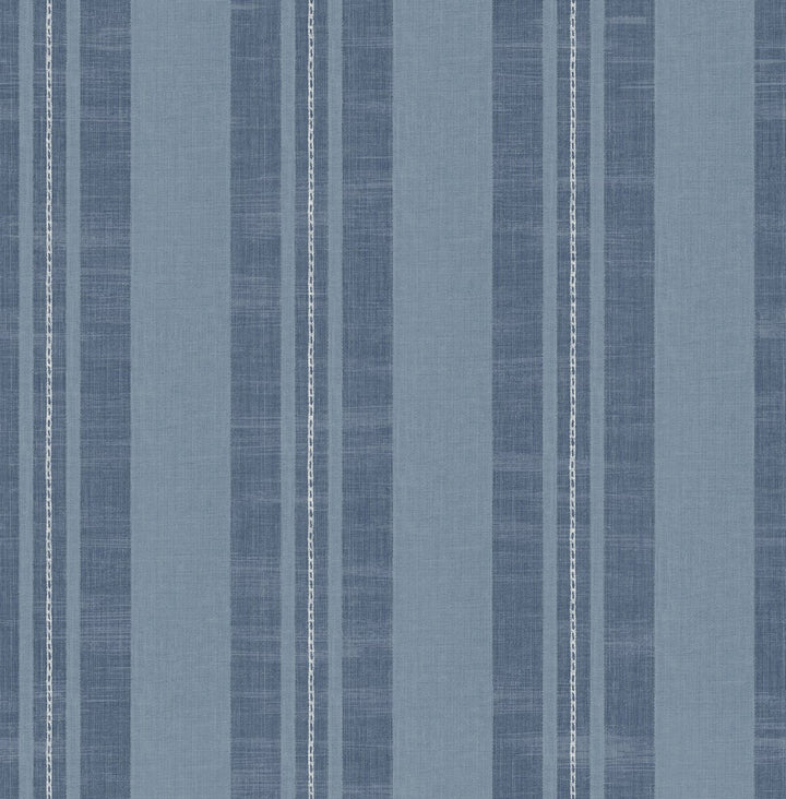 Linen Stripe Sky Blue and Denim by Seabrook Wallpaper Day Dreamers United States 56.12 20.87" 20.5" - Fabric Carolina -