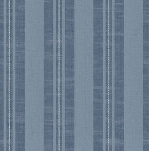 Linen Stripe Sky Blue and Denim by Seabrook Wallpaper