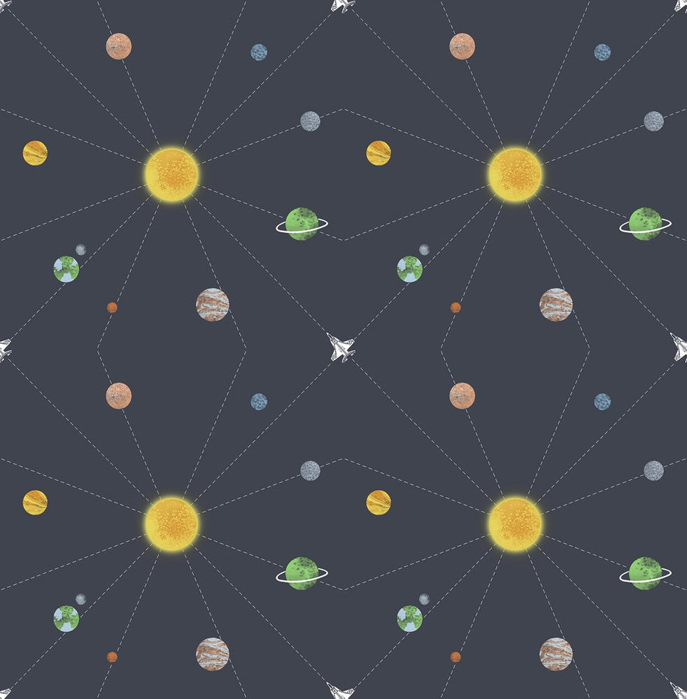 Connecting Space Midnight Blue by Seabrook Wallpaper Day Dreamers United States 56.12 20.87" 20.5" - Fabric Carolina -