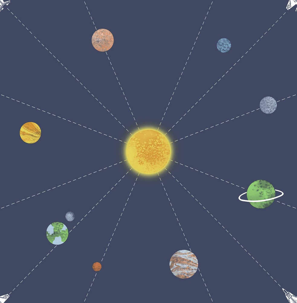 Connecting Space Navy by Seabrook Wallpaper Day Dreamers United States 56.12 20.87" 20.5" - Fabric Carolina -
