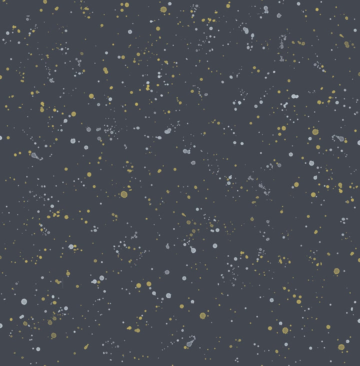 Paint Splatter Midnight Blue and Metallic Gold by Seabrook Wallpaper Day Dreamers United States 56.12 20.87" 20.5" - Fabric Carolina -