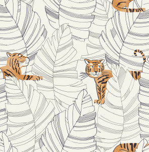 Hiding Tigers Black and Orange by Seabrook Wallpaper