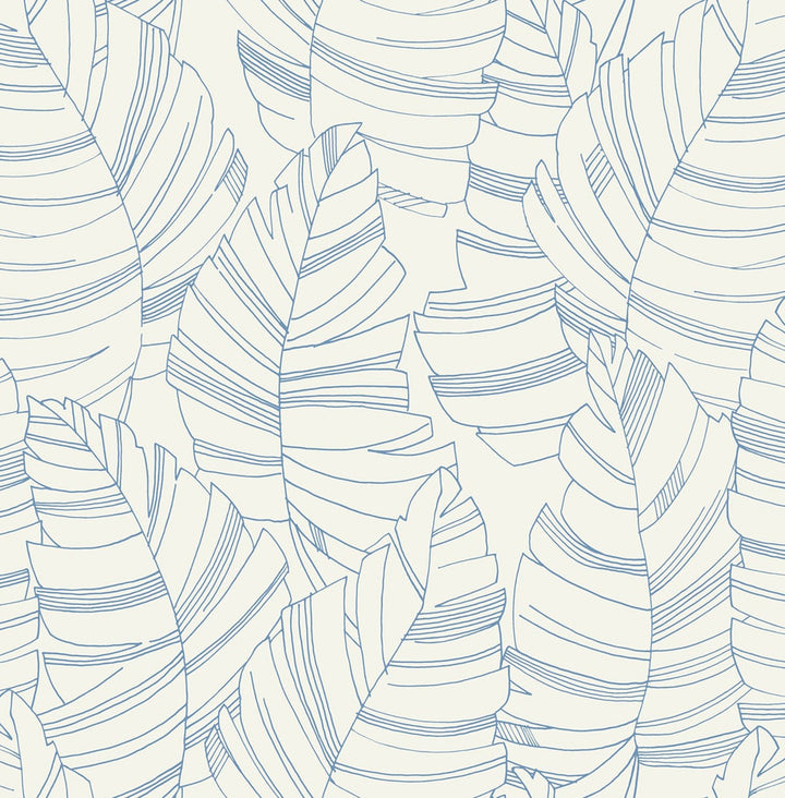 Jungle Leaves Carolina Blue by Seabrook Wallpaper Day Dreamers United States 56.12 20.87" 20.5" - Fabric Carolina -