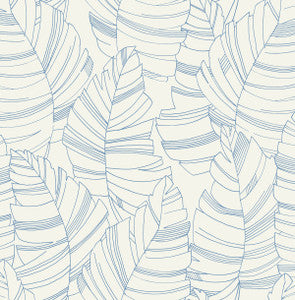 Jungle Leaves Carolina Blue by Seabrook Wallpaper
