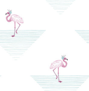 Dancing Flamingo Fuchsia and Teal by Seabrook Wallpaper