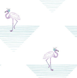 Dancing Flamingo Teal and Lilac by Seabrook Wallpaper