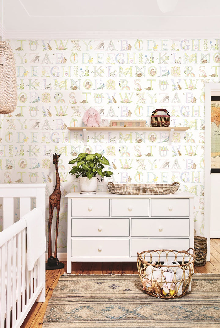 Alphabet Pastel DA62001 by Seabrook Designs Designer Wallpaper