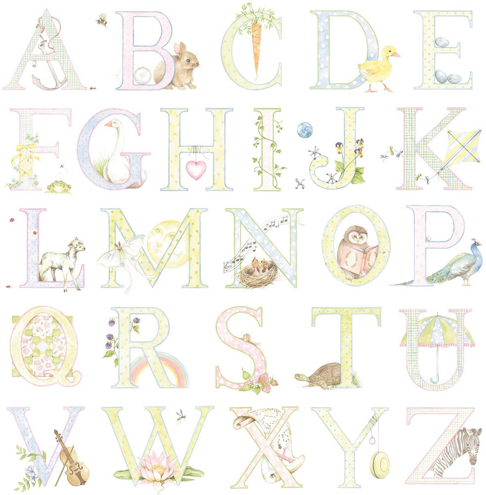 Alphabet Pastel by Seabrook Wallpaper Day Dreamers United States 56.12 20.87" 20.5" - Fabric Carolina -