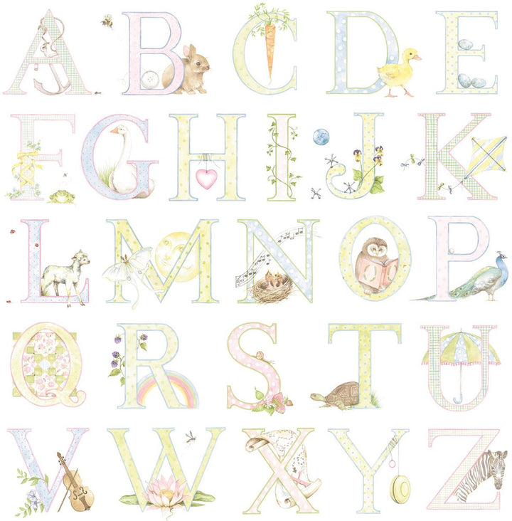 Alphabet Pastel by Seabrook Wallpaper Day Dreamers United States 56.12 20.87" 20.5" - Fabric Carolina -