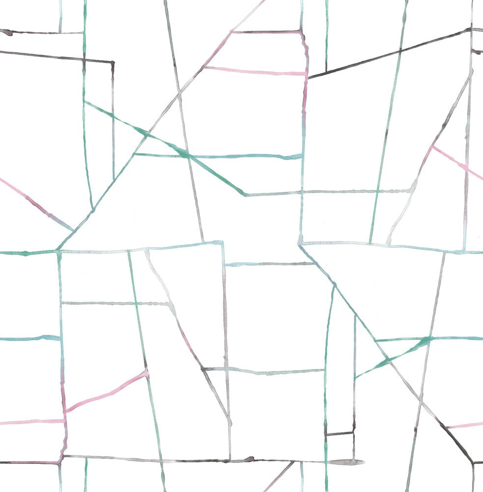 Geo Creative Pink, Teal, and Gray by Seabrook Wallpaper Day Dreamers United States 56.12 20.87" 20.5" - Fabric Carolina -