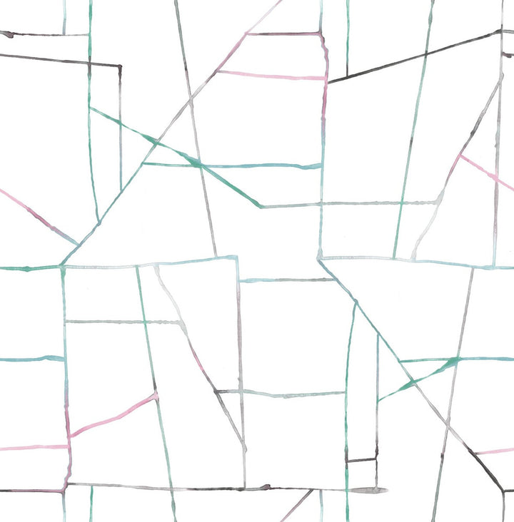Geo Creative Pink, Teal, and Gray by Seabrook Wallpaper Day Dreamers United States 56.12 20.87" 20.5" - Fabric Carolina -