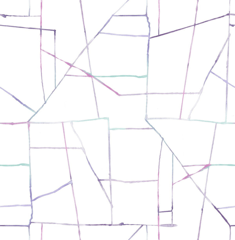 Geo Creative Purple, Teal, and Pink by Seabrook Wallpaper Day Dreamers United States 56.12 20.87" 20.5" - Fabric Carolina -