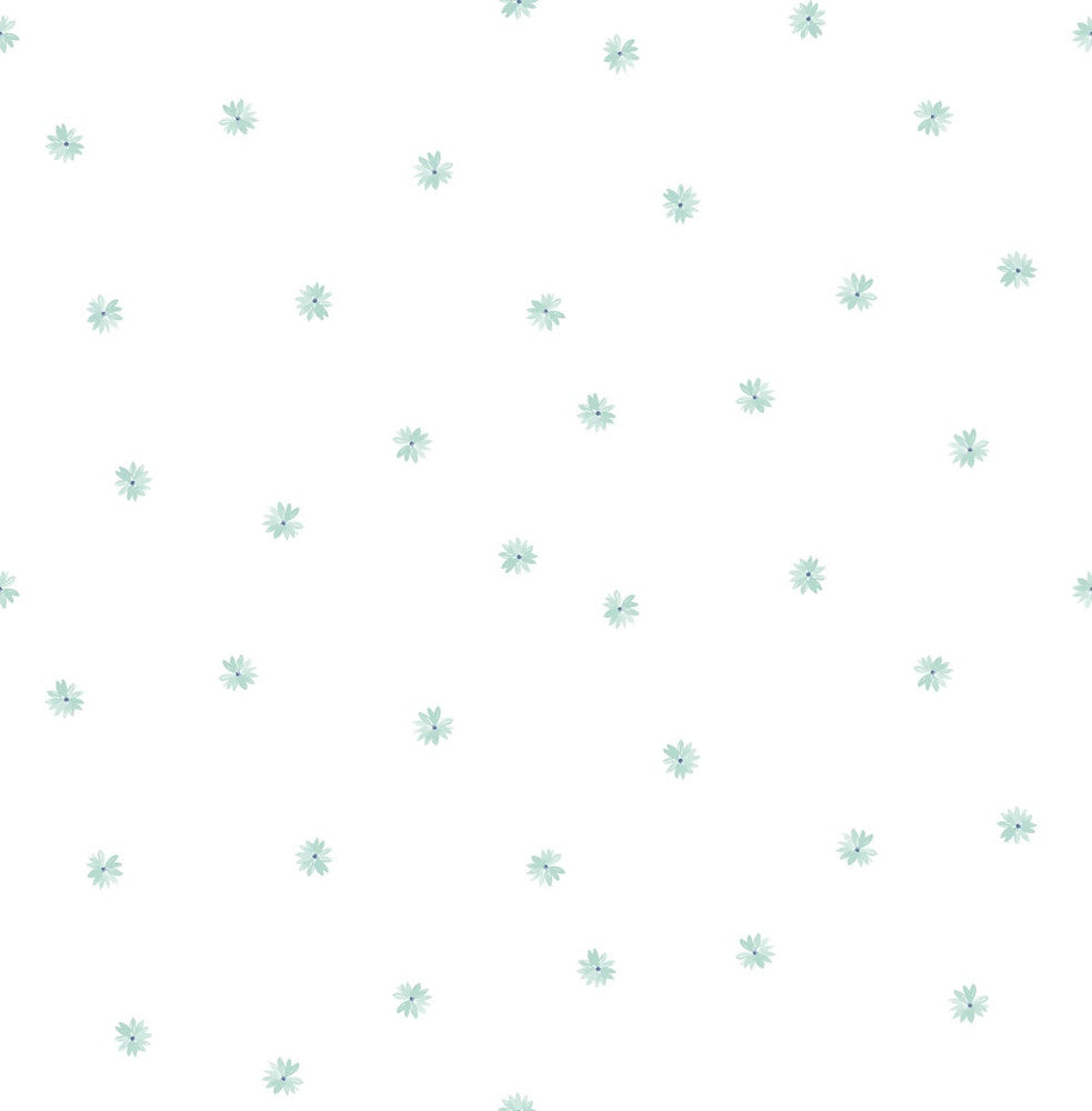 Little Daisy Teal by Seabrook Wallpaper Day Dreamers United States 56.12 10.43" 20.5" - Fabric Carolina -