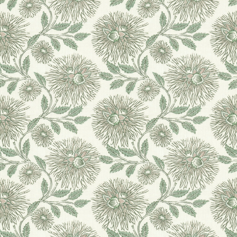 Dahlia 1 Aloe by Stout Fabric Stout Fabric Dahlia 1 AloeFabric Rainbow Library Pistachio/Chive 50%Cot 35%Svi 15%Lin India </p><p>Repeat: H: 13.75, V: 18 55 in - Fabric Carolina -