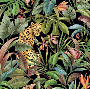 Tropical Leopard Gloss Black by Seabrook Wallpaper