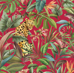 Tropical Leopard Gloss Red by Seabrook Wallpaper