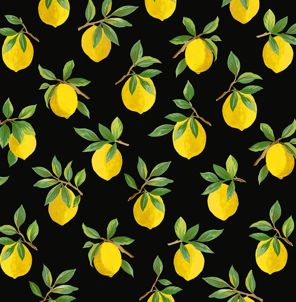Lemoncello Black by Seabrook Wallpaper Daisy Bennett Peel and Stick United States 30.75 20.87" 20.5" - Fabric Carolina -