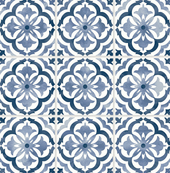 Sorento Tile Navy by Seabrook Wallpaper Daisy Bennett Peel and Stick United States 30.75 6.95" 20.5" - Fabric Carolina -
