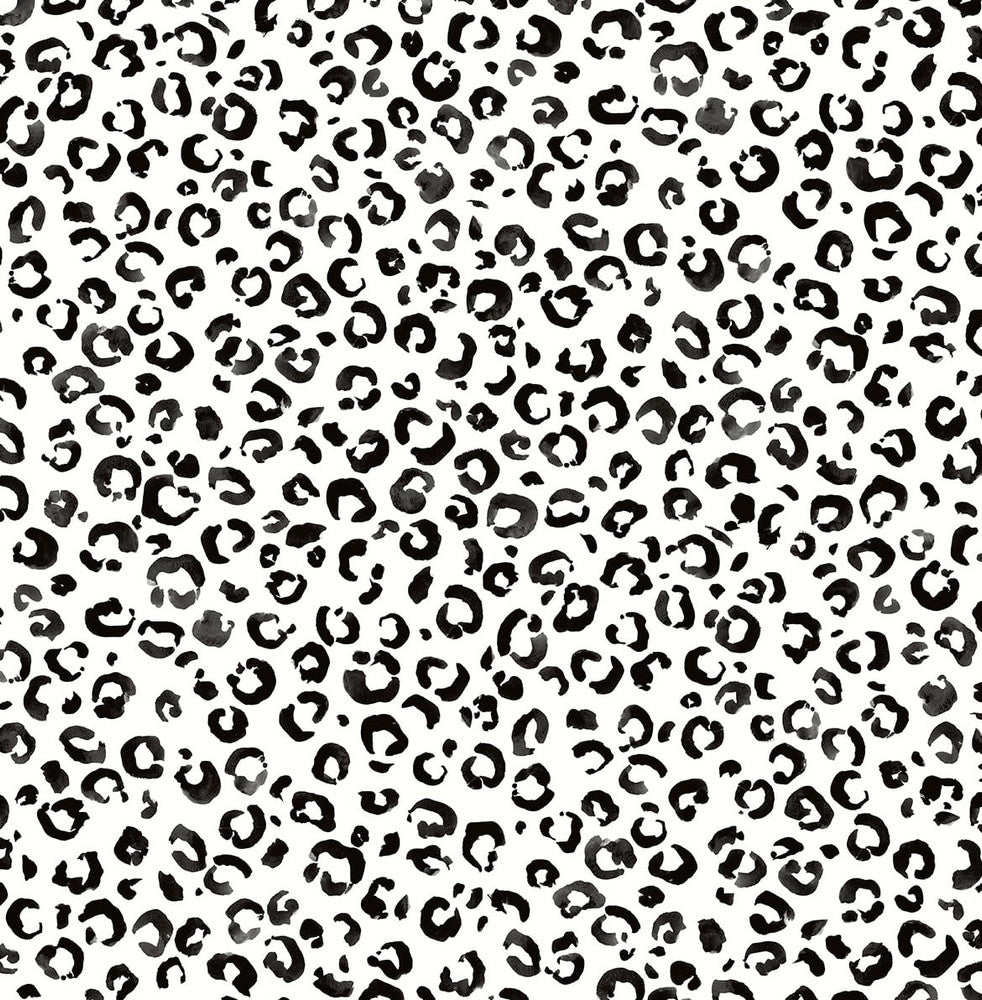 Classic Leopard Black and White by Seabrook Wallpaper Daisy Bennett Peel and Stick United States 30.75 20.87" 20.5" - Fabric Carolina -